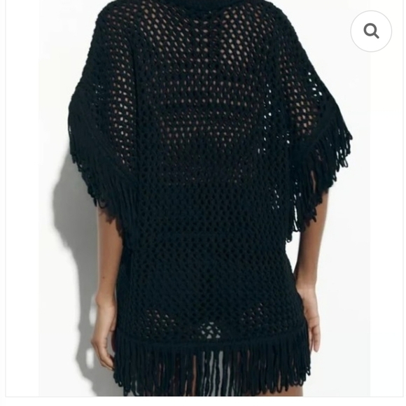ZARA Black Crochet Sweater Or Cover-Up (S/M) - Picture 3 of 8